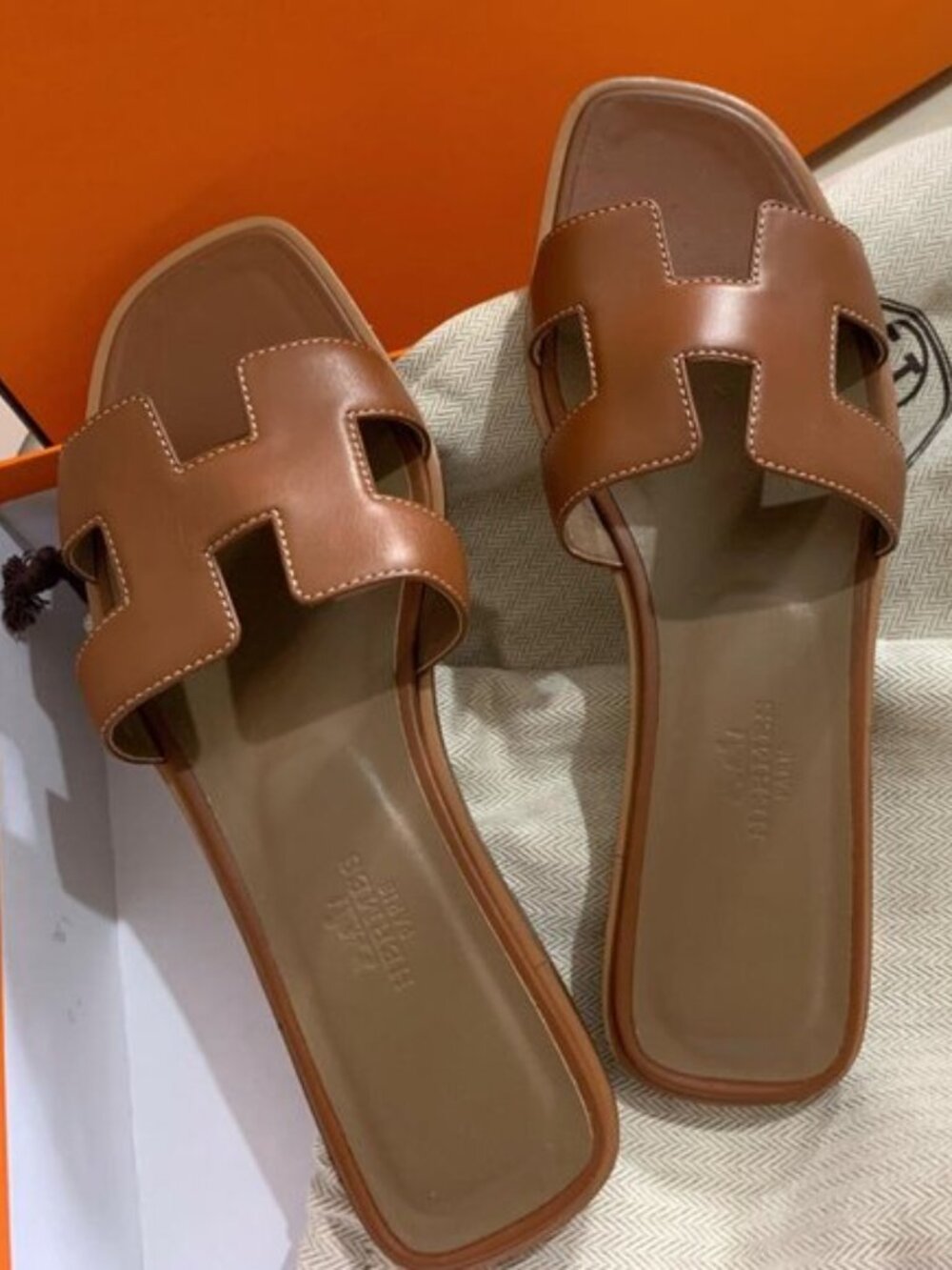 Gold Hermes Oran Sandals - Picture 2 of 4